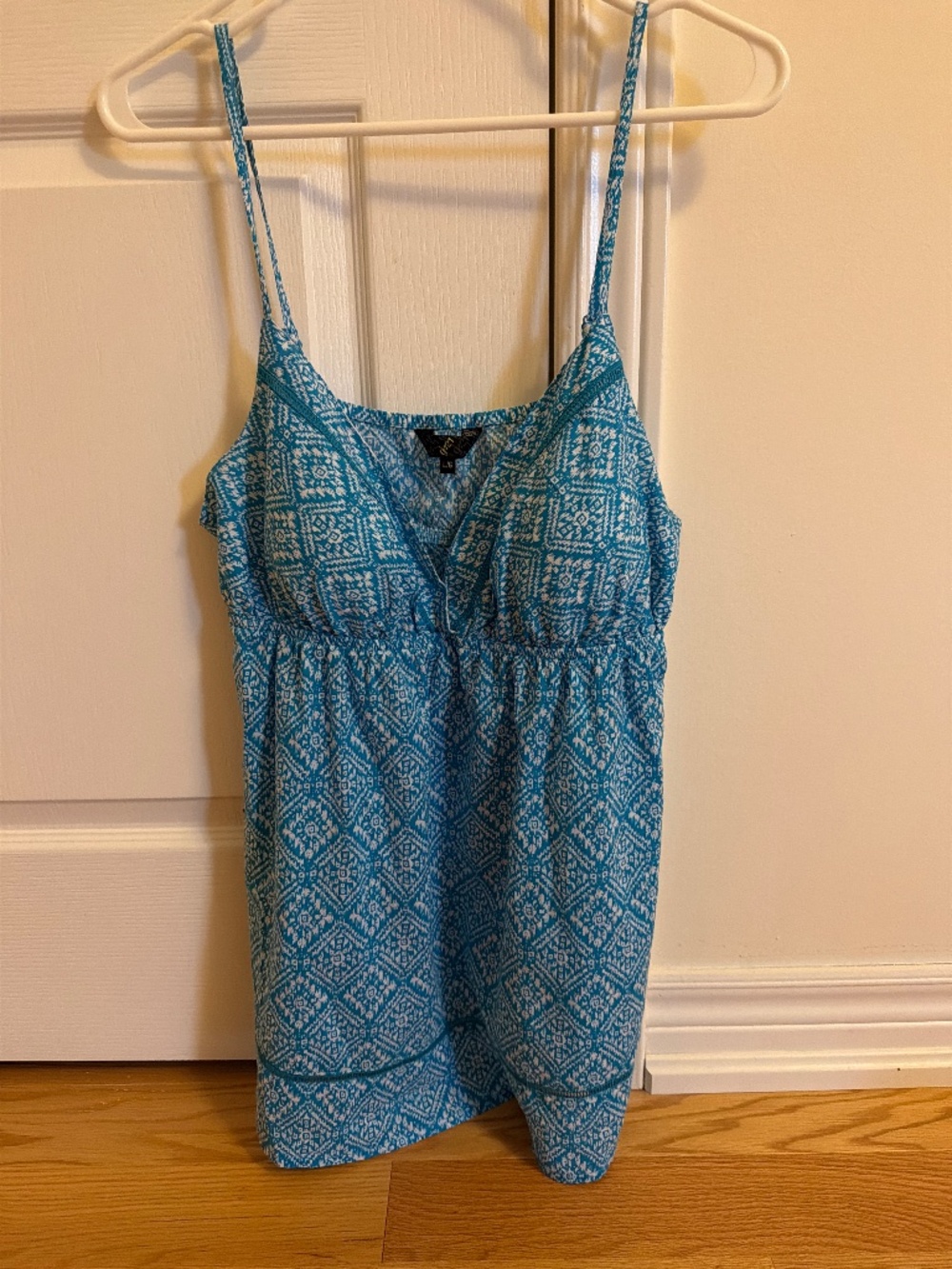 Blue and white Cotton spaghetti strap top - large